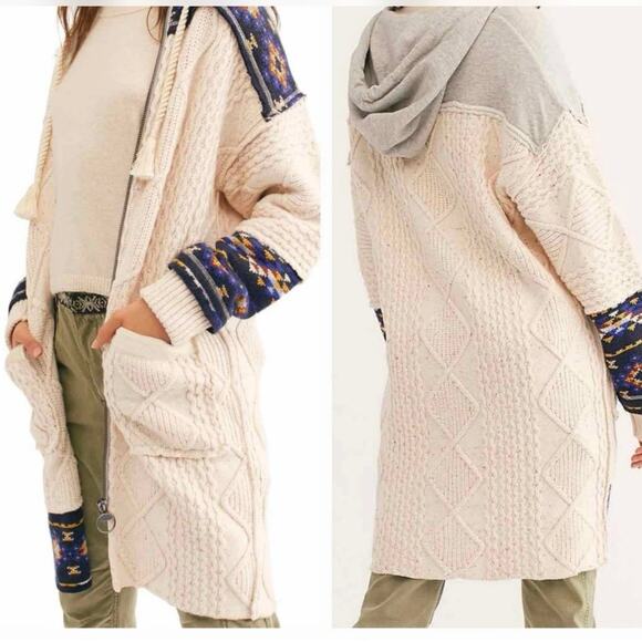 Free People Capture The Moment Confetti Hooded Zip Up Cardigan Coat Womens z S - Picture 2 of 14